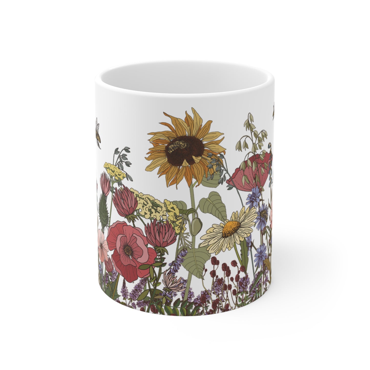 Busy Bees Mug, 11oz, Save the Bees, Protect Our Pollinators, Celebrate Nature in Your Garden with this Calming Cup of Coffee or Tea