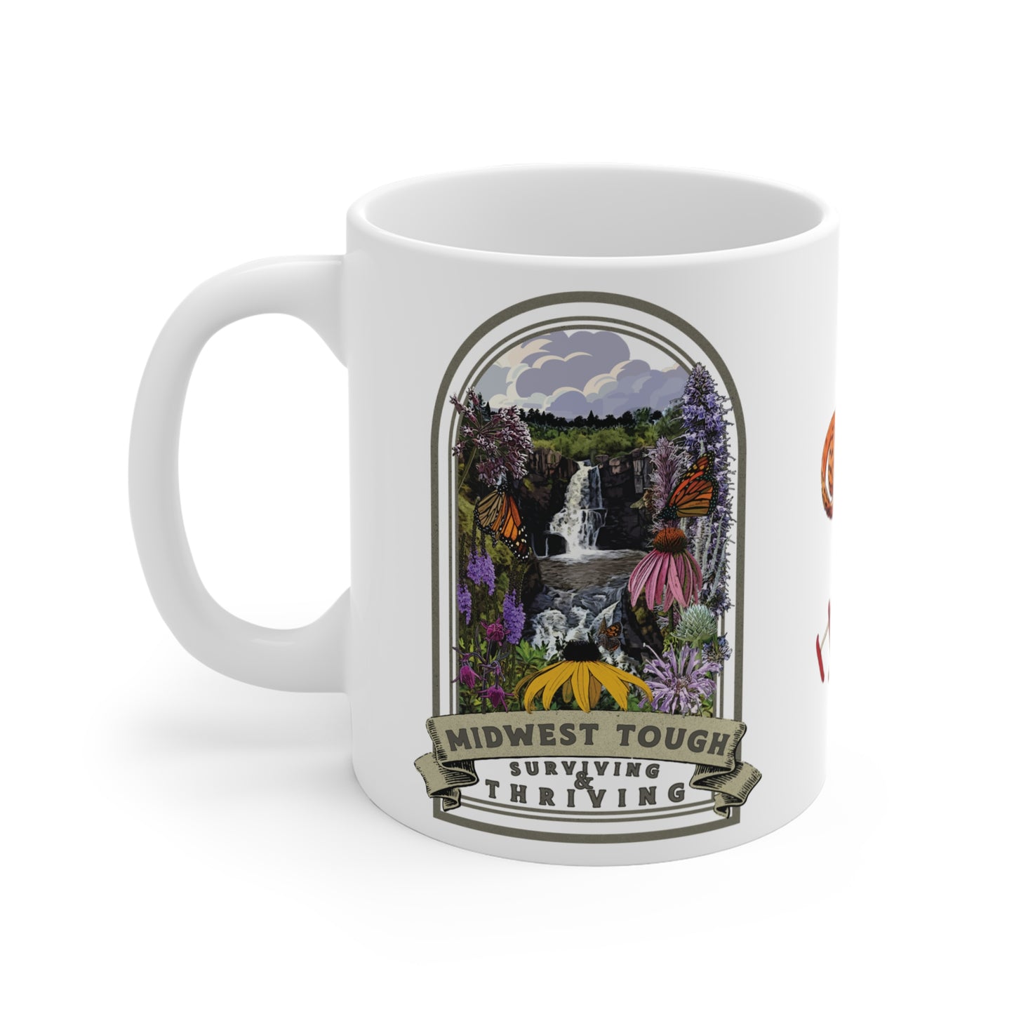 Midwest Tough Native Plant Mug 11oz, Support the Environment with Native Plants. Celebrate Your Garden's Natural Strength. Thrive!