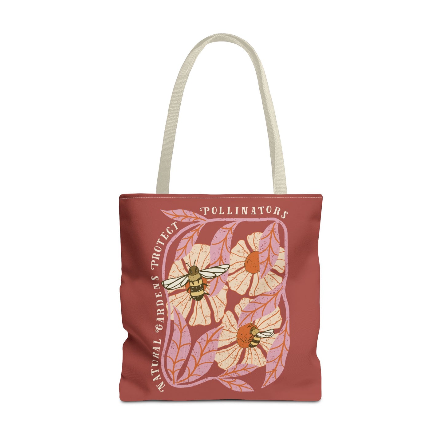 Save Pollinators Tote Bag, Save Mother Earth One Yard at a Time, Eco Message Gift for Environmentalists & Garden Lovers.