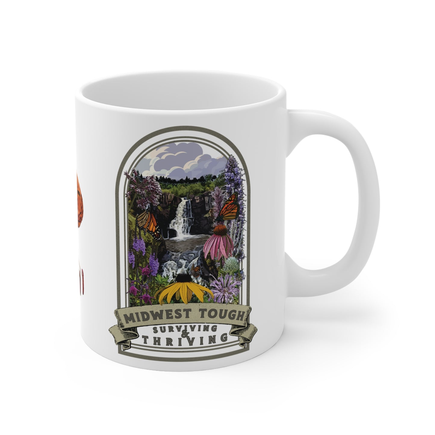 Midwest Tough Native Plant Mug 11oz, Support the Environment with Native Plants. Celebrate Your Garden's Natural Strength. Thrive!