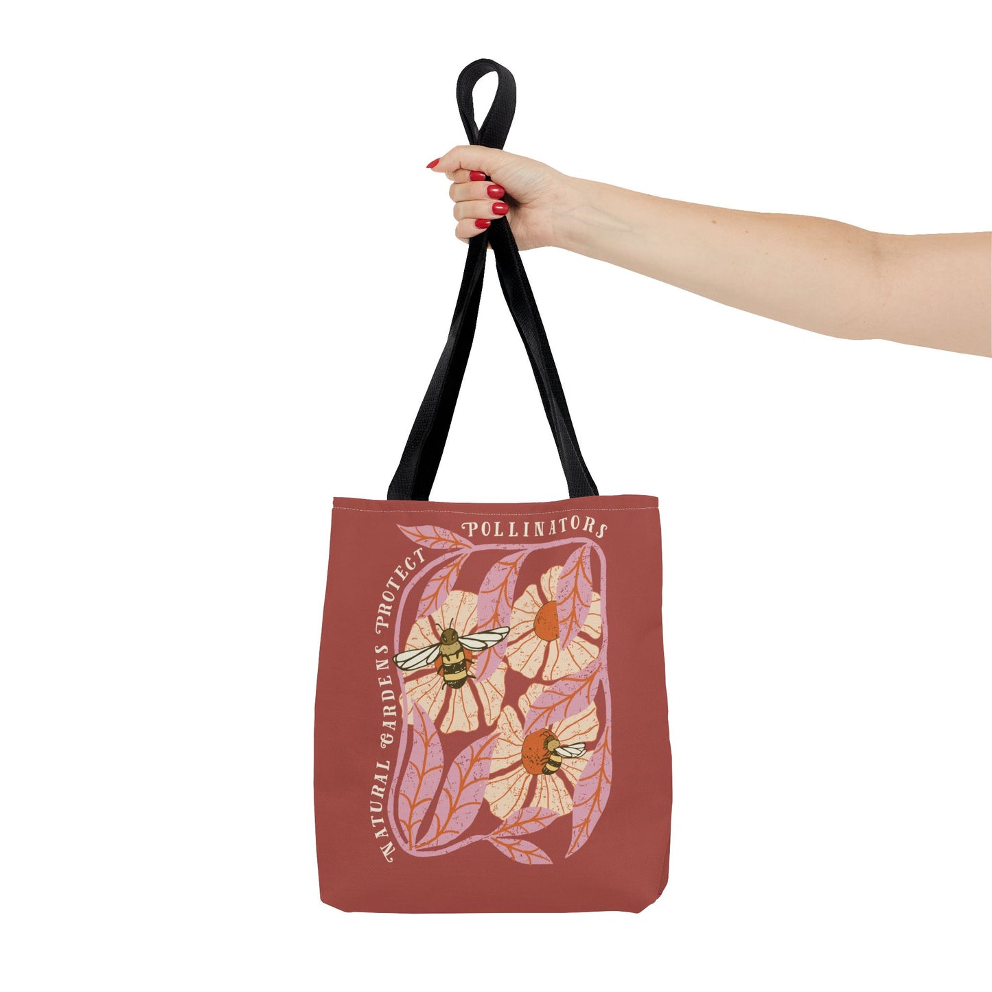 Save Pollinators Tote Bag, Save Mother Earth One Yard at a Time, Eco Message Gift for Environmentalists & Garden Lovers.