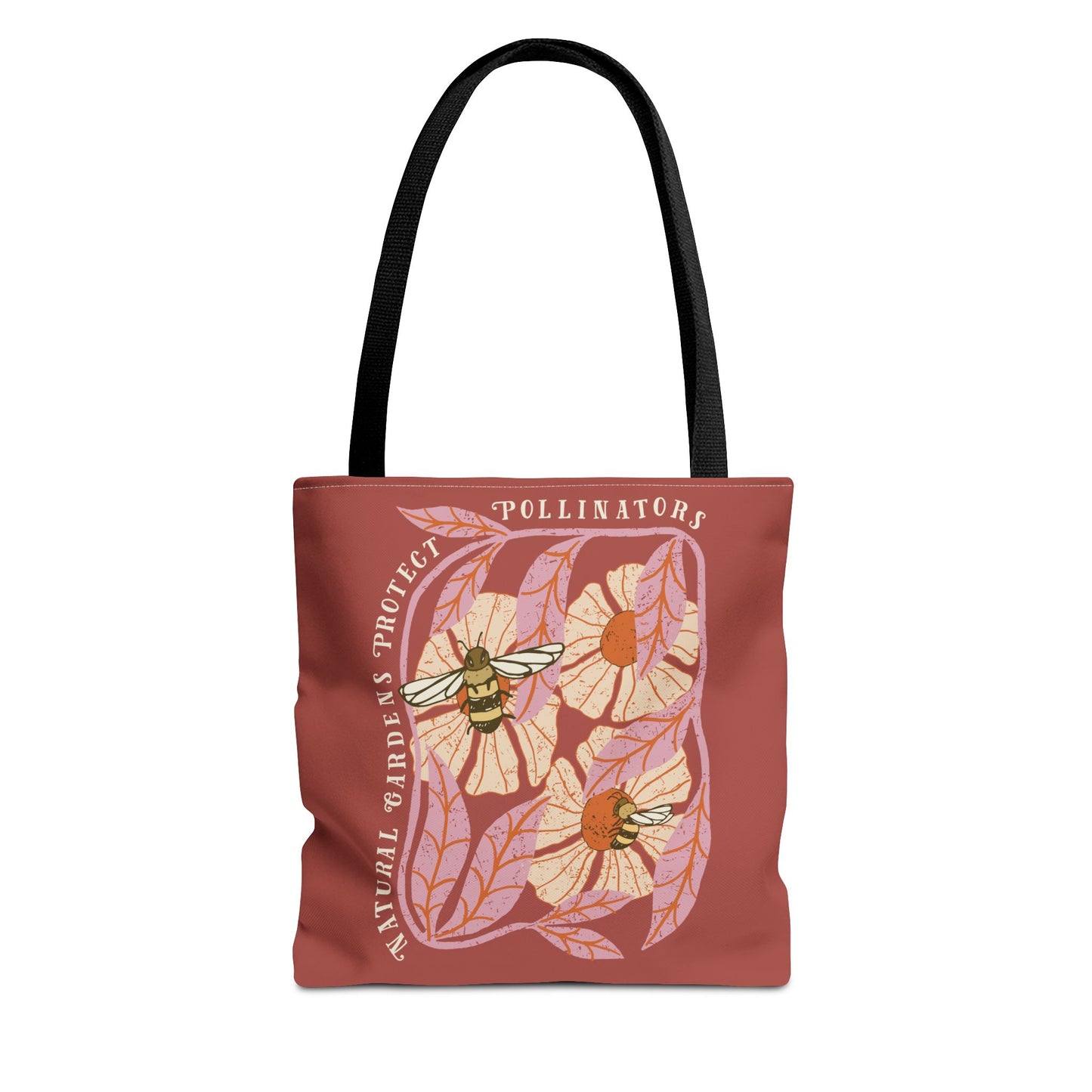 Save Pollinators Tote Bag, Save Mother Earth One Yard at a Time, Eco Message Gift for Environmentalists & Garden Lovers.