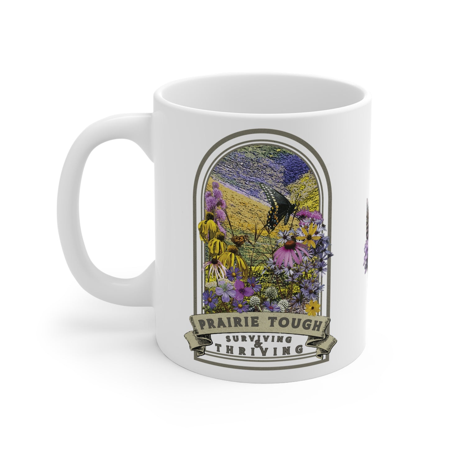 Prairie Tough Native Plant Mug 11oz, Support the Environment with Native Plants. Celebrate Your Garden's Natural Strength.