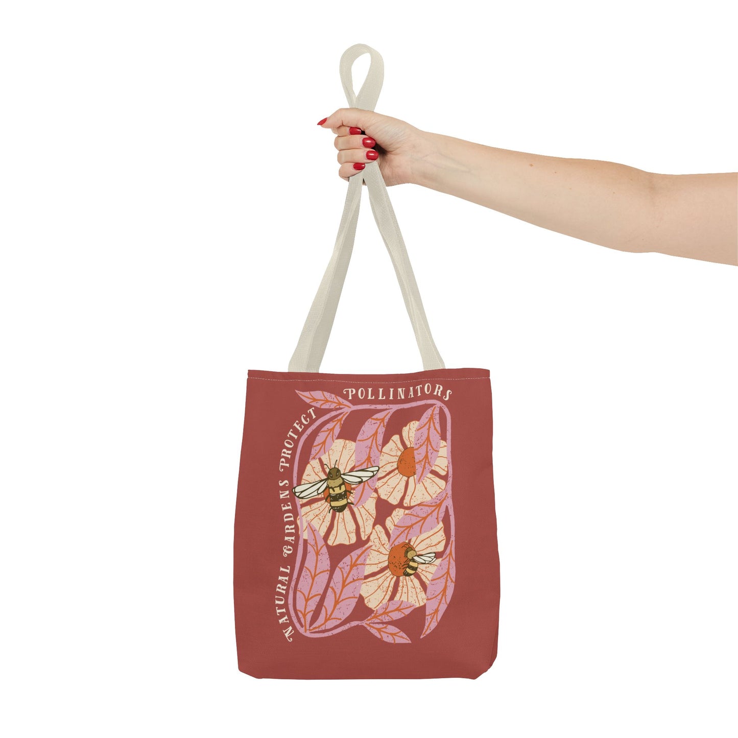 Save Pollinators Tote Bag, Save Mother Earth One Yard at a Time, Eco Message Gift for Environmentalists & Garden Lovers.