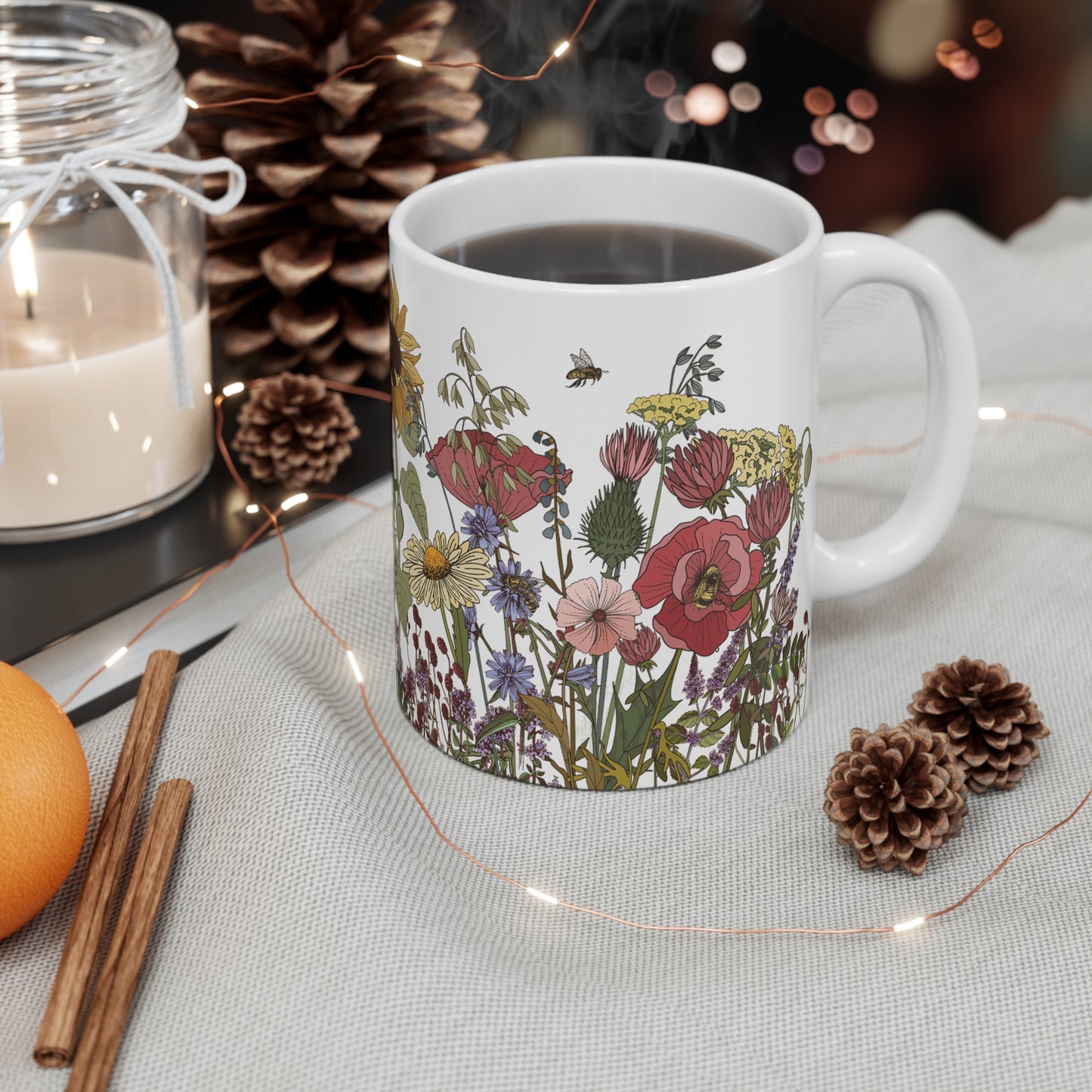 Busy Bees Mug, 11oz, Save the Bees, Protect Our Pollinators, Celebrate Nature in Your Garden with this Calming Cup of Coffee or Tea