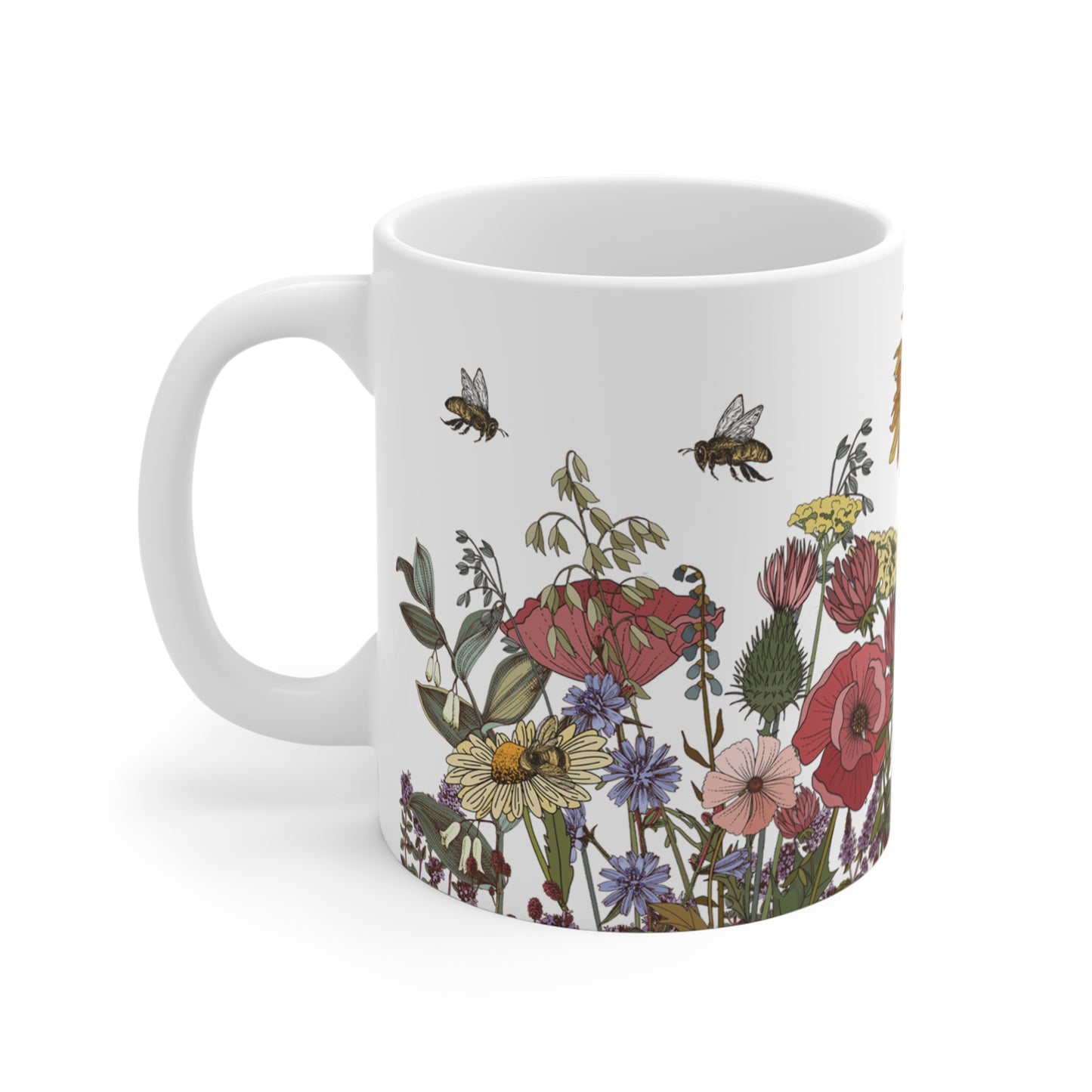 Busy Bees Mug, 11oz, Save the Bees, Protect Our Pollinators, Celebrate Nature in Your Garden with this Calming Cup of Coffee or Tea