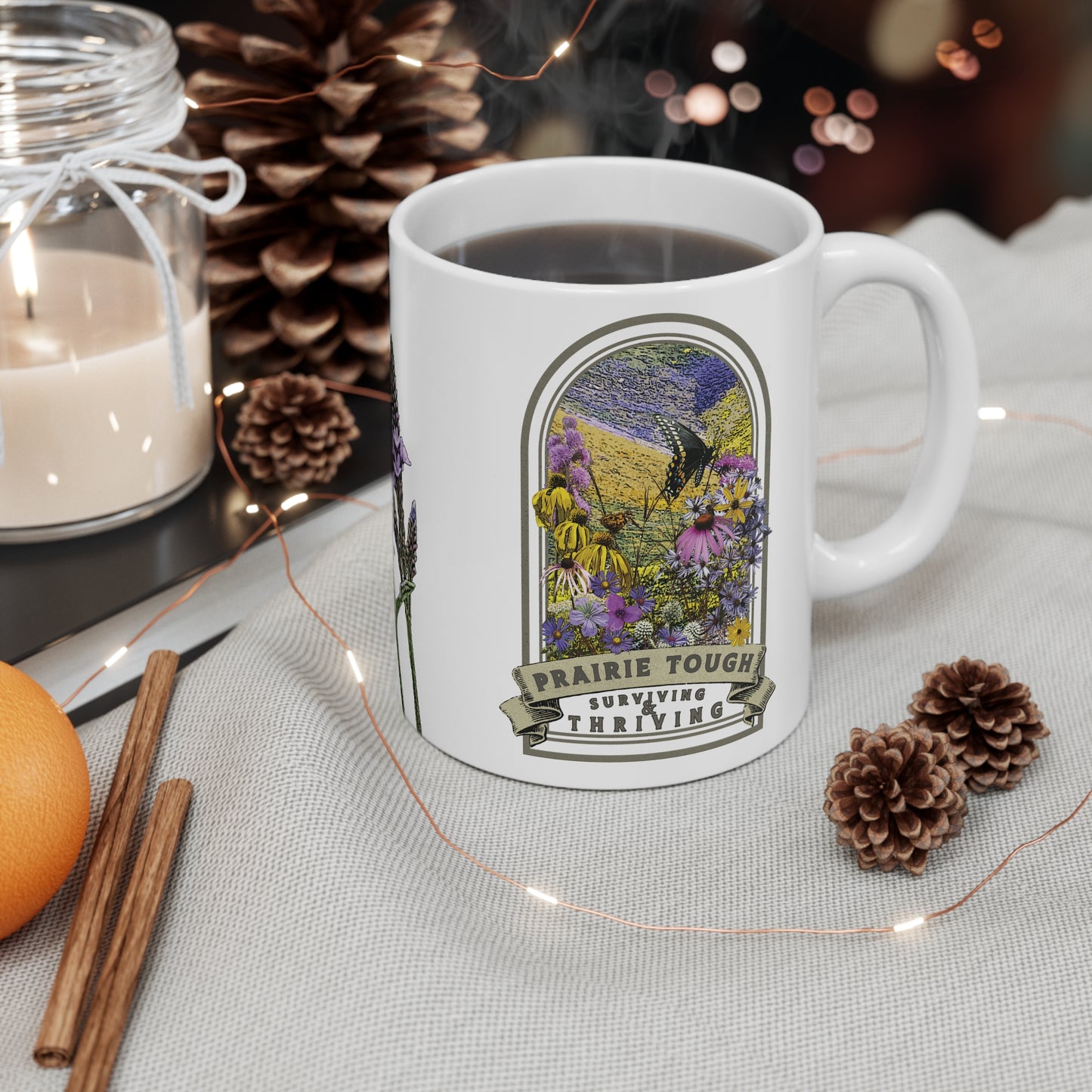 Prairie Tough Native Plant Mug 11oz, Support the Environment with Native Plants. Celebrate Your Garden's Natural Strength.