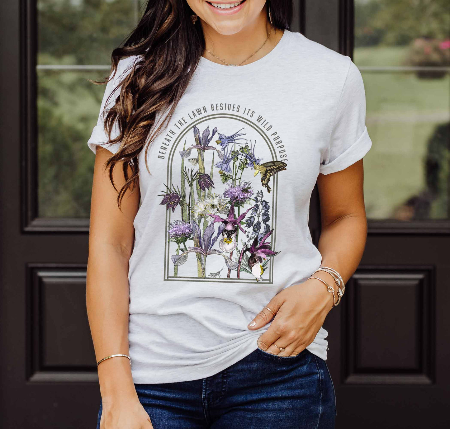 Less Lawn, More Native Plants Tee, Wildflower Conservation, Nature Lover, Environment, Kill Your Grass Movement Gardener Gift for Mom