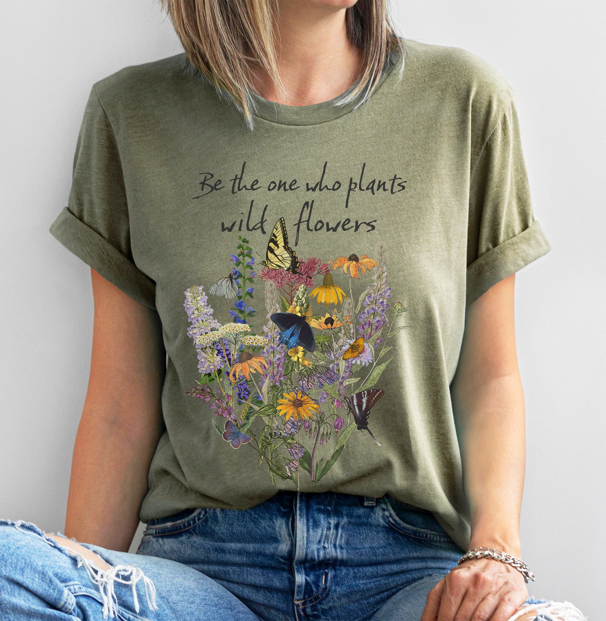 Naturalist Butterfly Garden tee shirt, Native Plants, Swallowtail, Ecology,  Conservation, Positivity, Save the Bees, garden gift, NO AI!