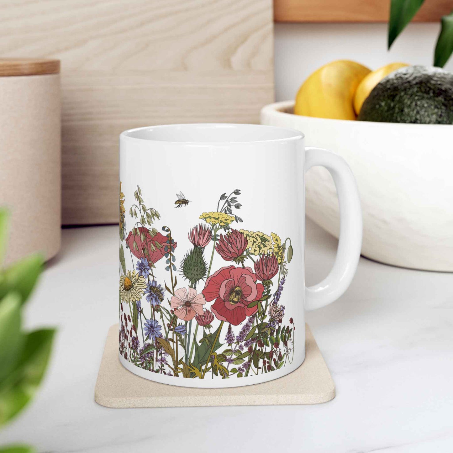 Busy Bees Mug, 11oz, Save the Bees, Protect Our Pollinators, Celebrate Nature in Your Garden with this Calming Cup of Coffee or Tea