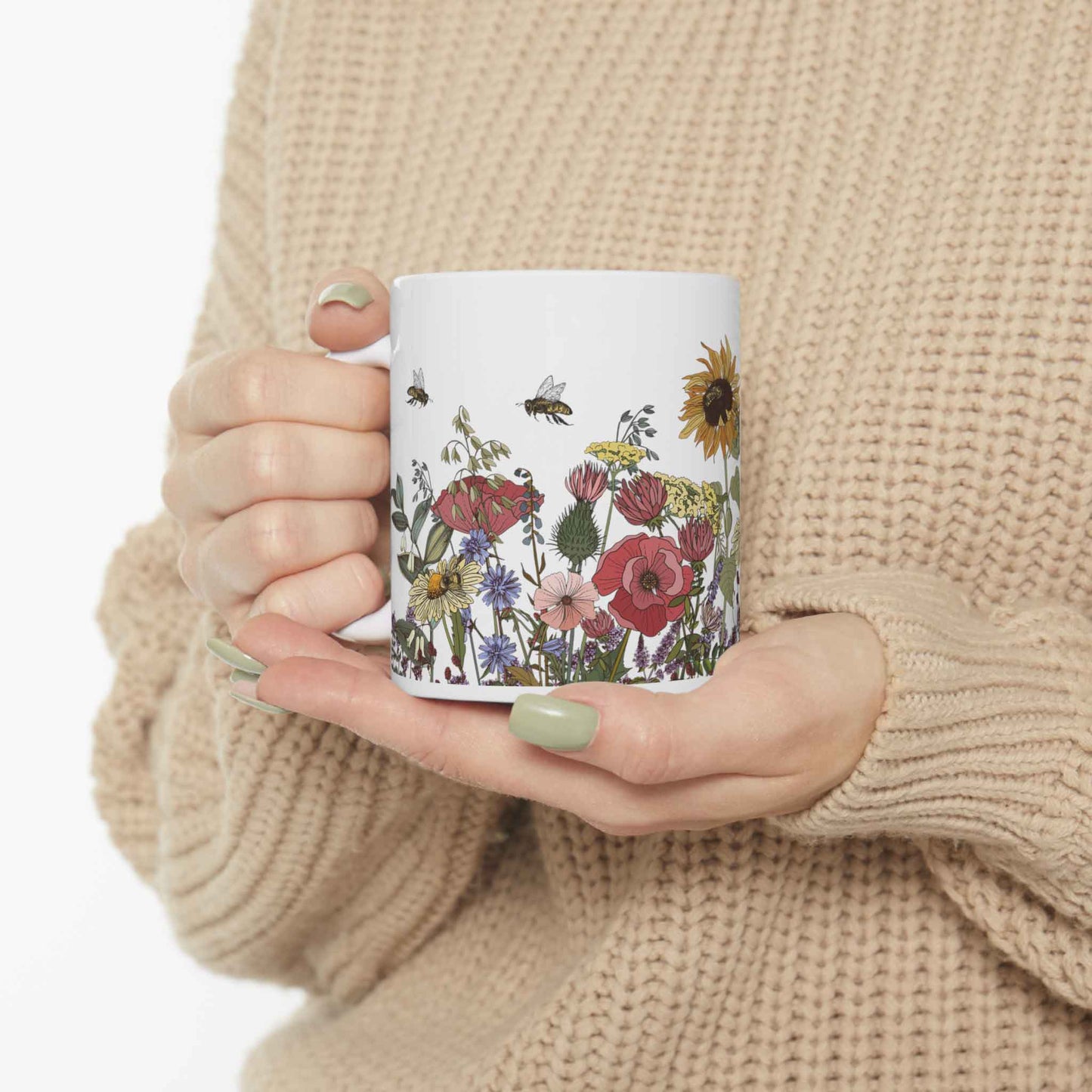 Busy Bees Mug, 11oz, Save the Bees, Protect Our Pollinators, Celebrate Nature in Your Garden with this Calming Cup of Coffee or Tea