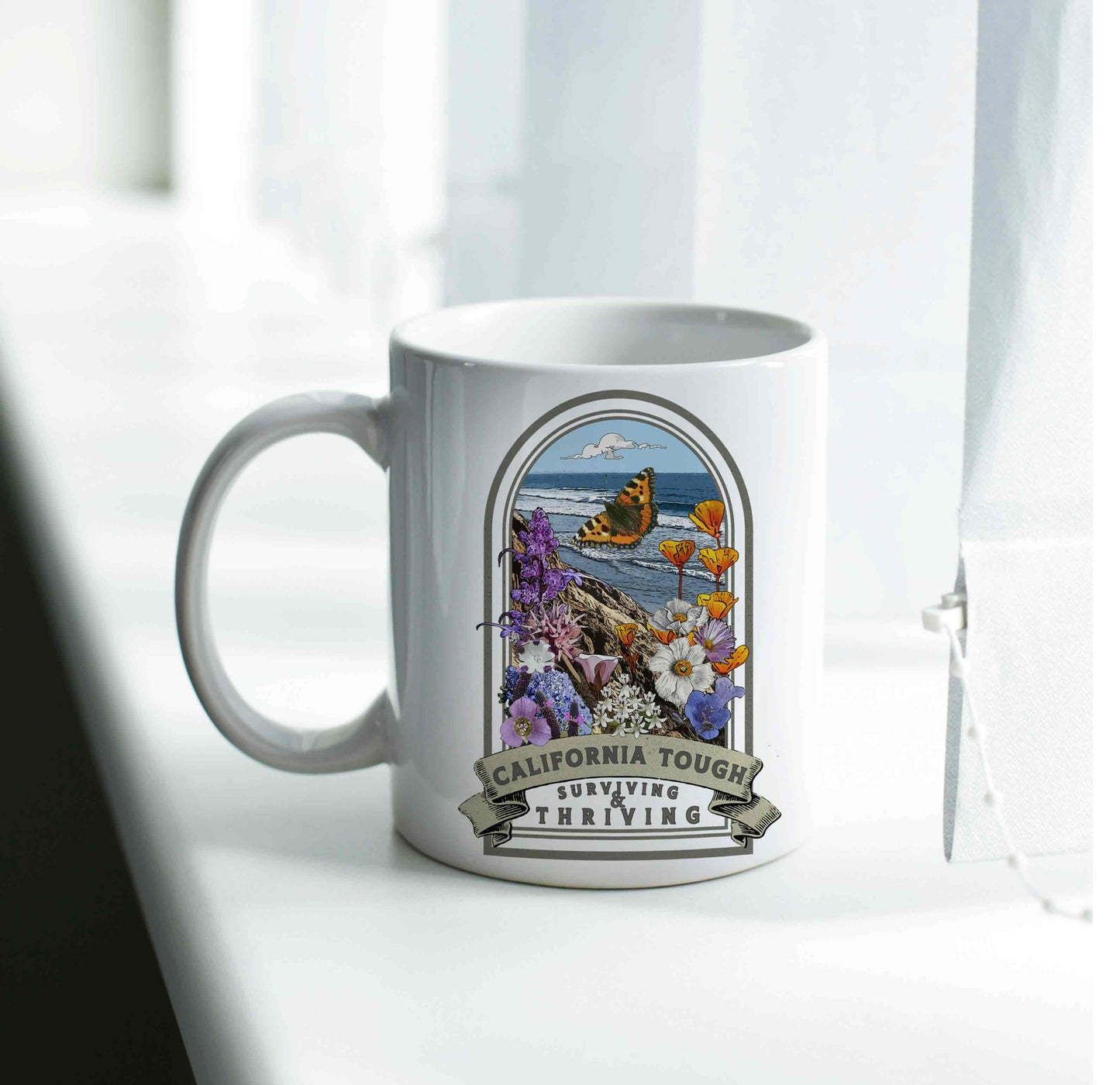 California Tough Native Plant Mug 11oz, Support the Environment with Native Plants. Celebrate Your Garden's Natural Strength.