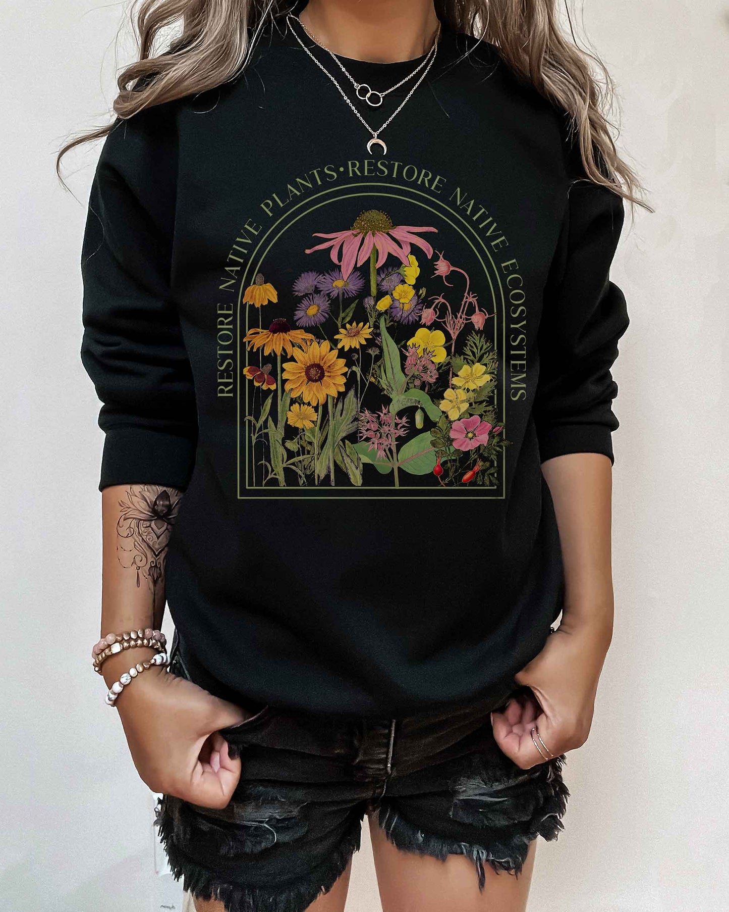 Save Native Plants Unisex Sweatshirt for Conservation, Ecology, Environment. For Nature Lovers, Naturalists, Gardeners