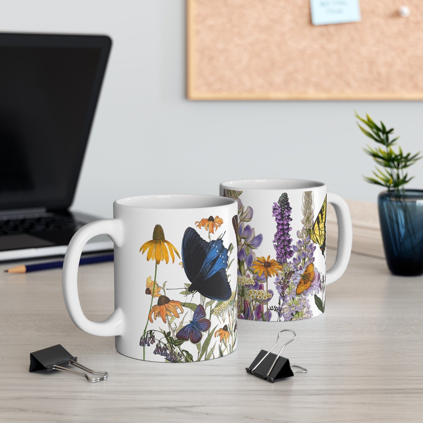 Swallowtails on Native Plants Mug 11oz, ecology conservation gift for gardeners and nature lovers