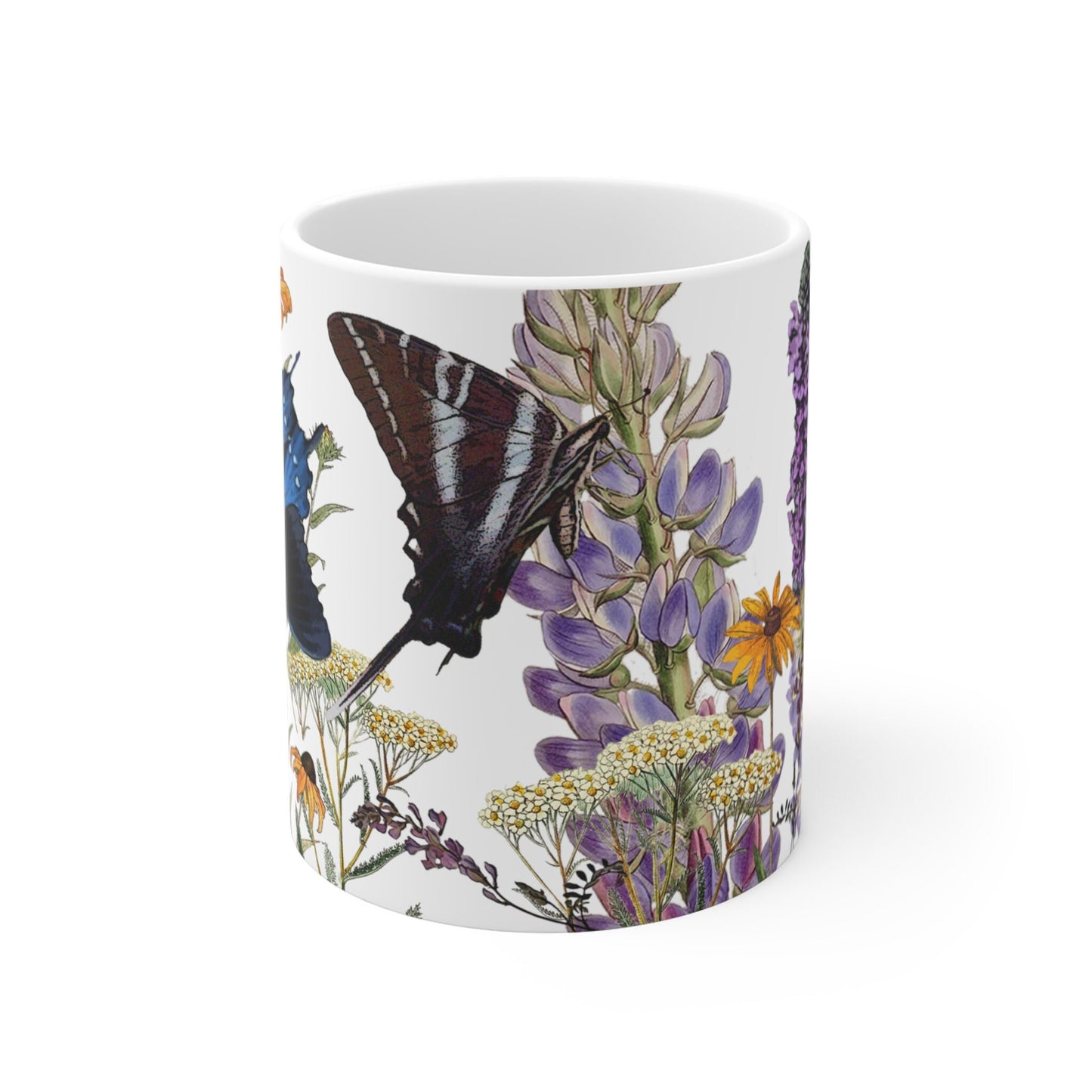 Swallowtails on Native Plants Mug 11oz, ecology conservation gift for gardeners and nature lovers