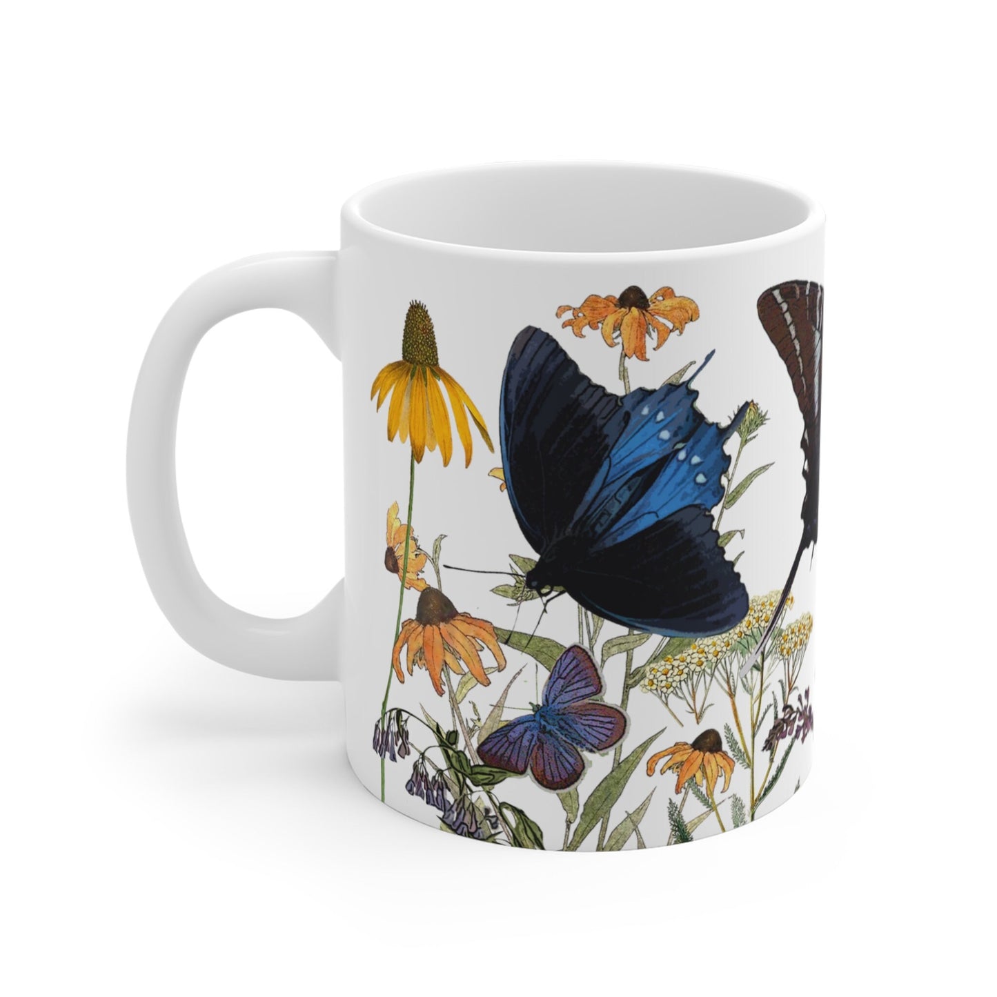 Swallowtails on Native Plants Mug 11oz, ecology conservation gift for gardeners and nature lovers