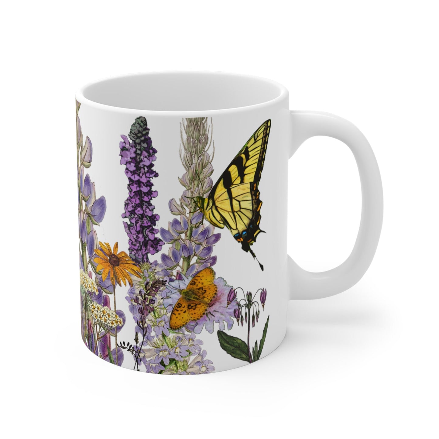 Swallowtails on Native Plants Mug 11oz, ecology conservation gift for gardeners and nature lovers