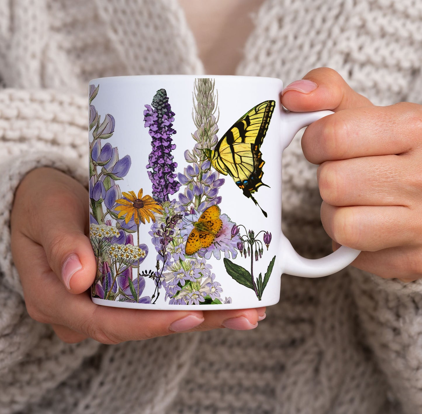 Swallowtails on Native Plants Mug 11oz, ecology conservation gift for gardeners and nature lovers