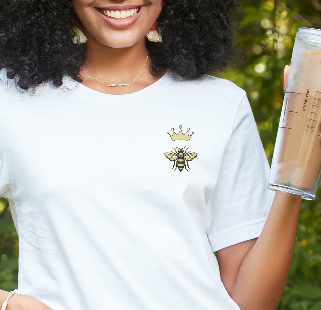 Queen Bee Tee, Motivational, Positivity Tshirt Gift for the Gardener, Naturalist, Honeybee Mom, or Inspiring, Incredible, Powerful Women