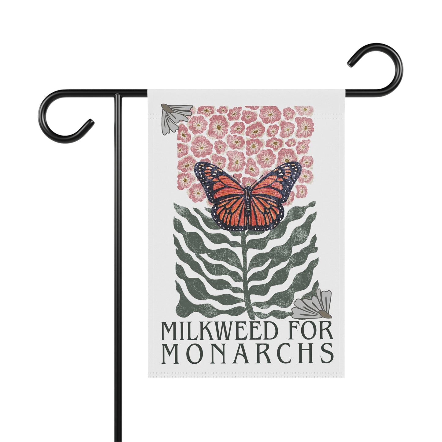 Monarch Milkweed Garden Flag House Banner, 12" x 18" Flower Market Boho Gardener, Matisse Style—Save the Monarchs one yard at a time!