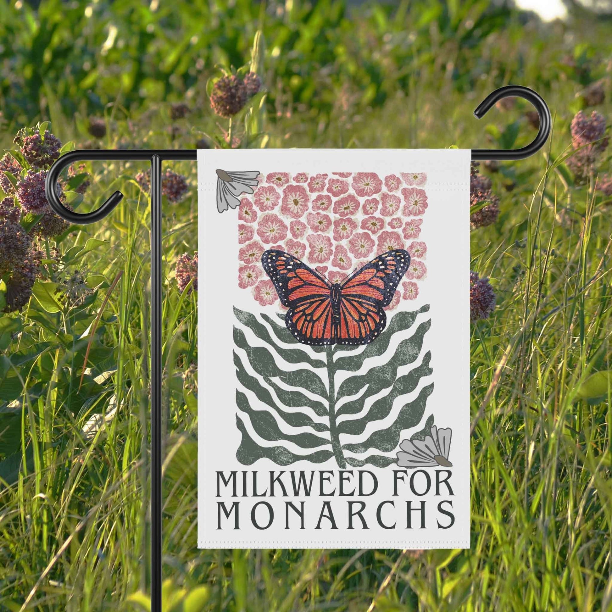 Monarch milkweed flag, Monarch chrysalis, native plants for Monarchs