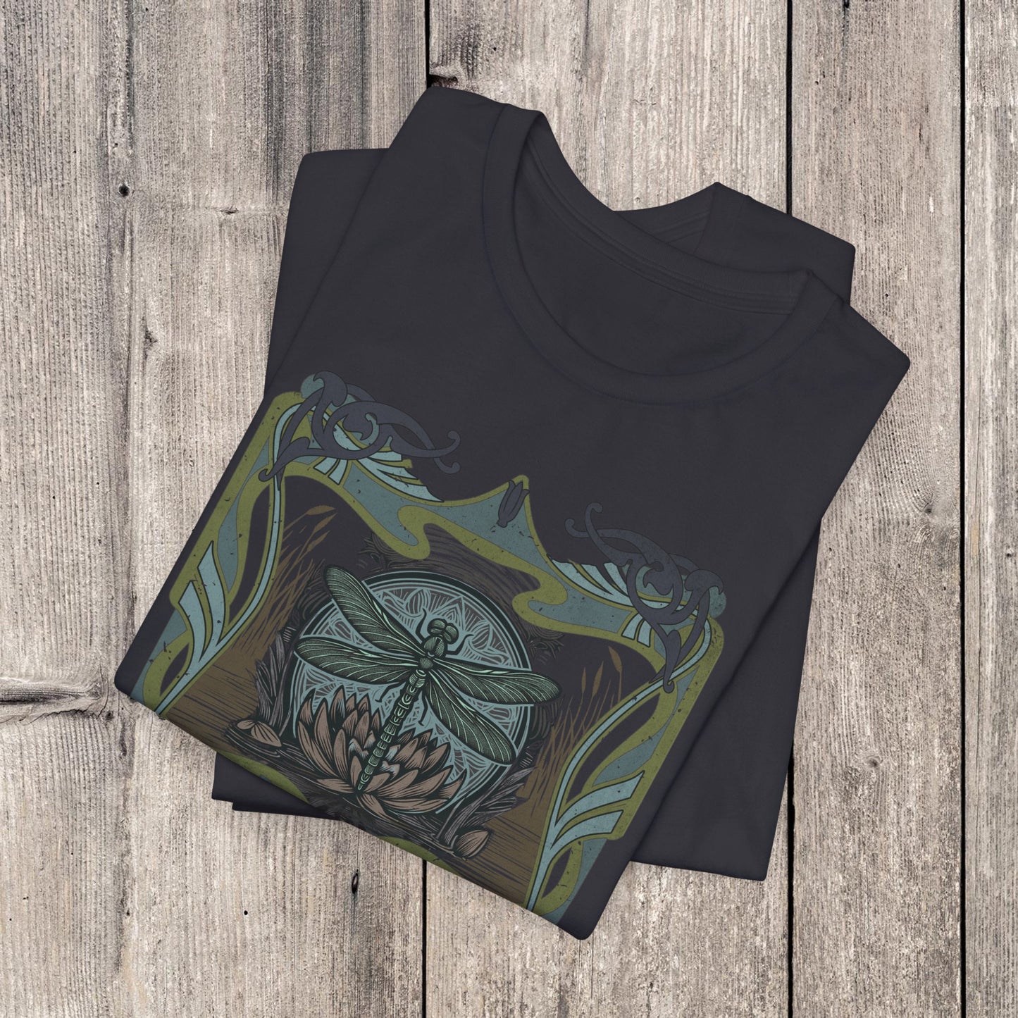 Dark Academia Dragonfly, Art Nouveau Linocut Shirt for Boho, Witchy, Forestcore, Festival, Lovers of Beautiful Art & Design. Perfect gift!