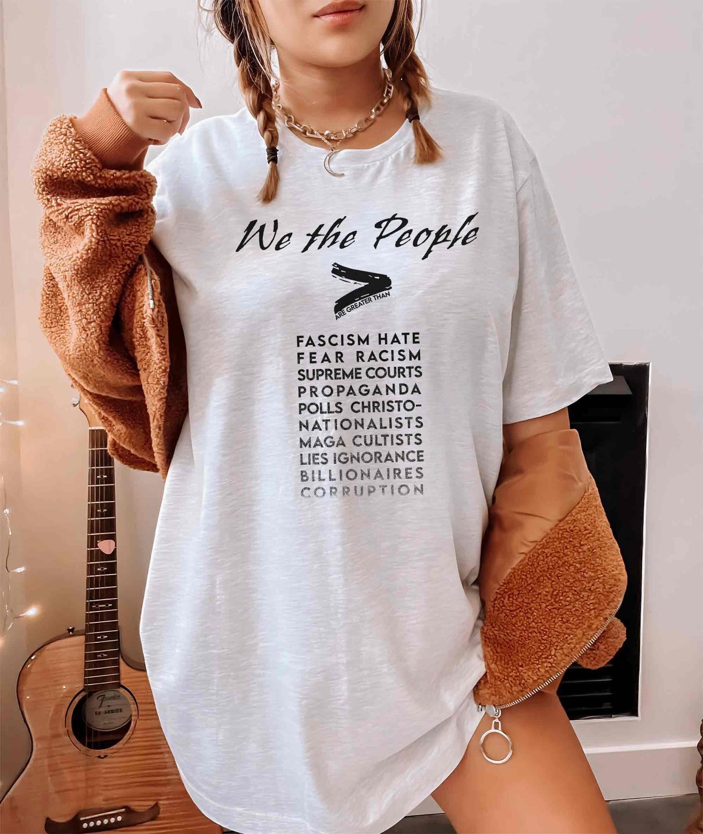 We the People Vote Tee, Community is an Act of Resistance. Stand Up for Democracy. Show the Patriarchy Where They Can Shove Their Autocracy