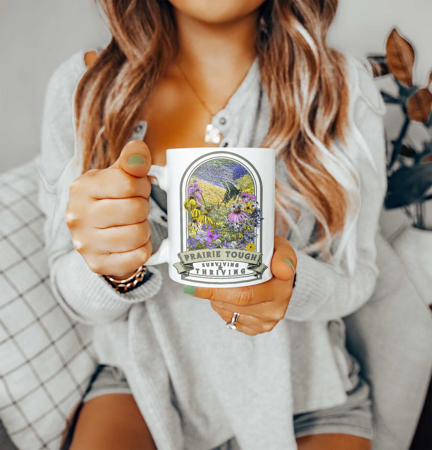 Prairie Tough Native Plant Mug 11oz, Support the Environment with Native Plants. Celebrate Your Garden's Natural Strength.