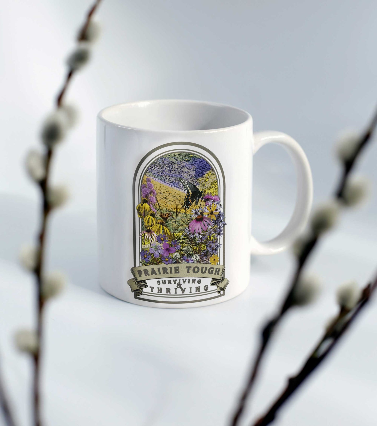 Prairie Tough Native Plant Mug 11oz, Support the Environment with Native Plants. Celebrate Your Garden's Natural Strength.