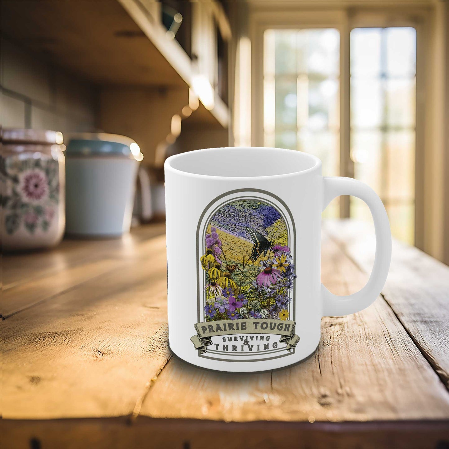 Prairie Tough Native Plant Mug 11oz, Support the Environment with Native Plants. Celebrate Your Garden's Natural Strength.