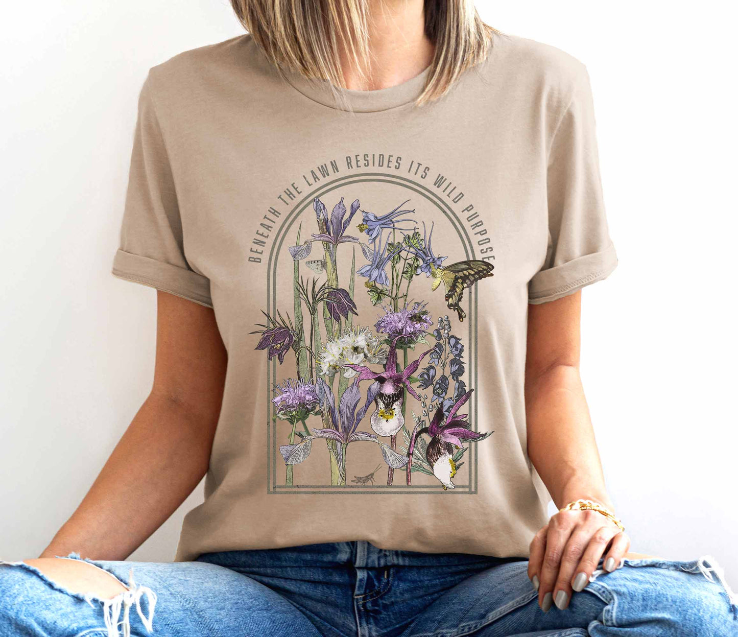 Less Lawn, More Native Plants Tee, Wildflower Conservation, Nature Lover, Environment, Kill Your Grass Movement Gardener Gift for Mom