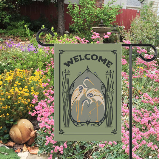 Welcome Flag House Banner, Earth Positivity Garden Message for Conservation of Birds, Bees, Butterflies, and Native Ecosystems