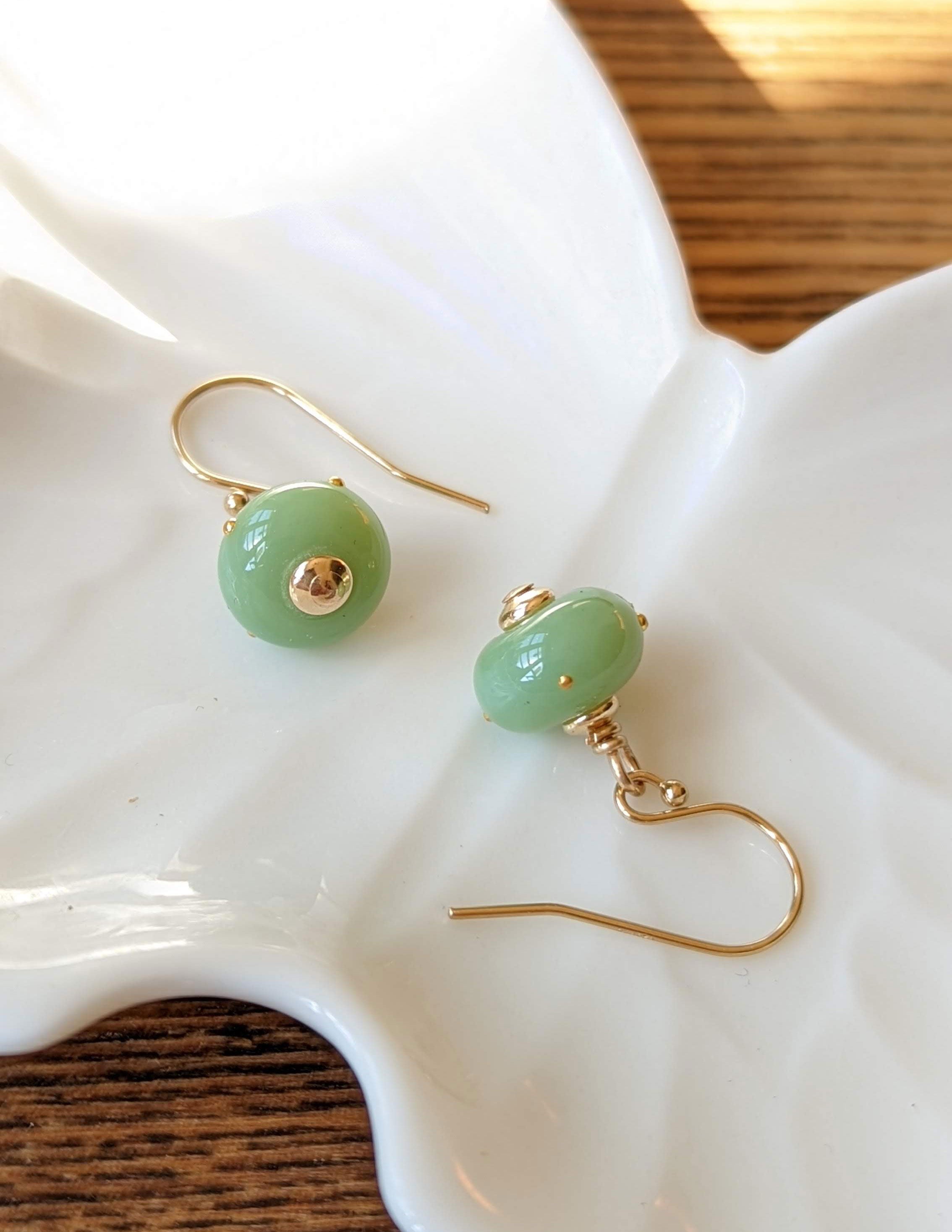 Handmade Glass Earrings with 24k Gold Dots – Ancient Child Studios