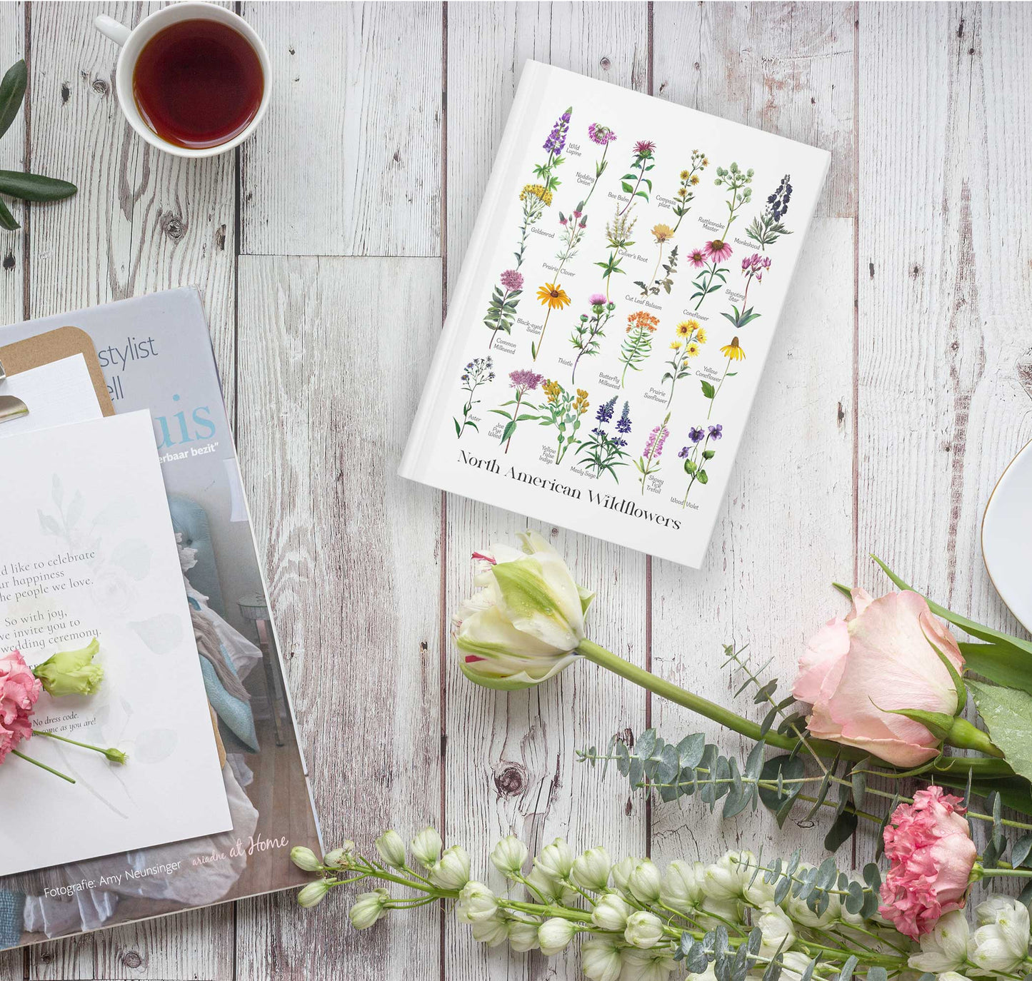 North American Wildflowers Hardcover Journal, botanical chart, plant lover's gift, nature lovers, trendy journal hand-drawn flower conservation naturalist gardener gift